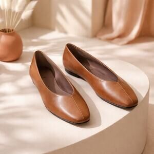 Jeffrey Campbell Women's Fathom Flat Ballet Shoes Brown Size 8.5 Square Toe